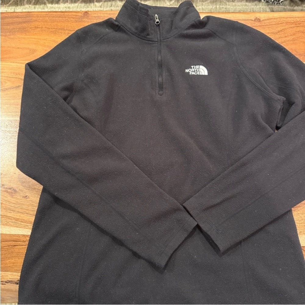 North Face Black Fleece Quarter Zip Pullover Fitted Size M